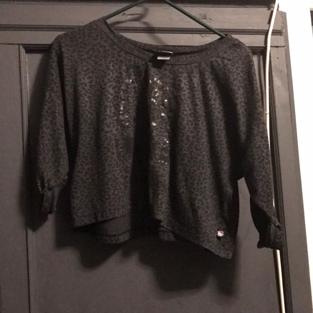 Hello Kitty Black/Grey Leopard Print Crop Top